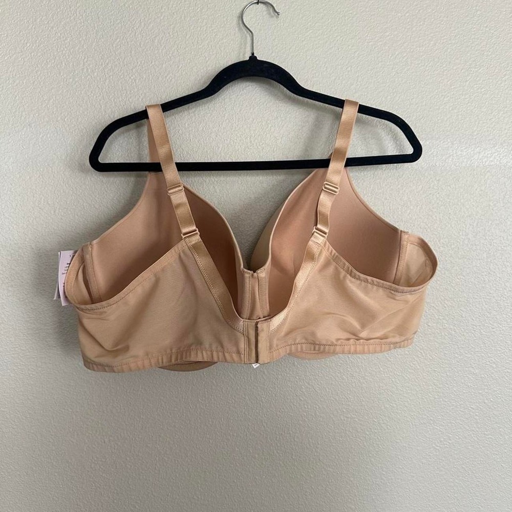Auden smooth lightly lined comfort wire demi coverage bra in tan, size 48DDD - Picture 4 of 4